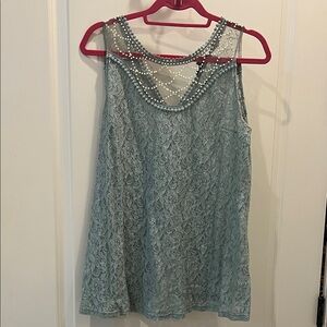 Elegant Lace Sleeveless Top - Blue